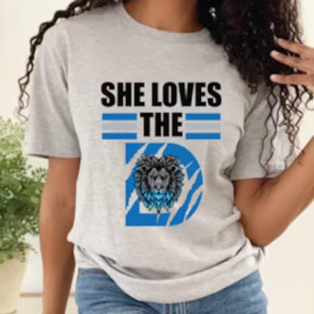 She Loves The D Funny WomenS T Shirt Lions Football T Shirt